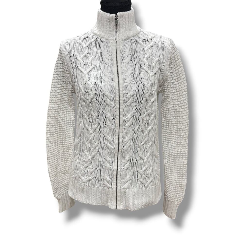 Ralph Lauren Ivory Cotton Cableknit Cardigan Sweater Women’s Size M